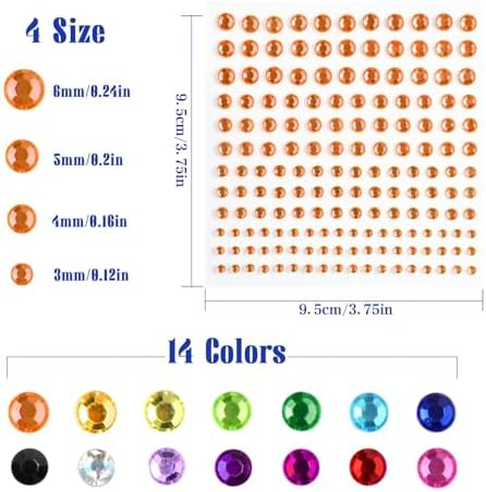 2310 PCS Self Adhesive Rhinestone Gem Stickers for Face Nail Body Makeup Festival,4 Size 14 Sheets Bling Jewels Stickers Earrings for DIY Kids Craft Card Decorations