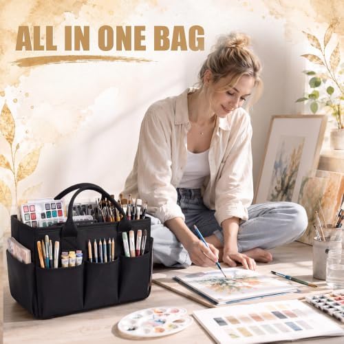 Klyyo Clyro 4 Pack Black Craft Tote Bag Organizer with 14 Pockets