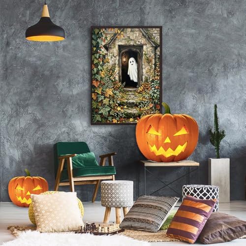 pchmcu Paint by Numbers Kit for Adults Beginner - Halloween Adult Paint by Number Kits on Canvas Without Frame, Ghost Oil Paint by Numbers for Home Decor Gift 16x20 inch