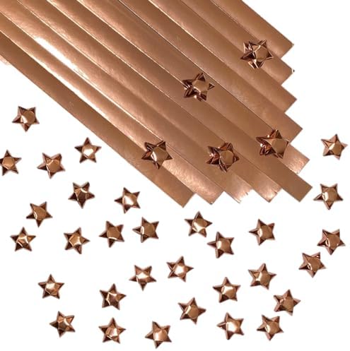 500-Strips Rose Gold Foil Paper Strips for Making Origami Stars, Lucky Stars, Puff Stars. Reflective Mirror Shiny Paper Strips, 0.5 x 11 inch. (Rose Gold Foil, 500)