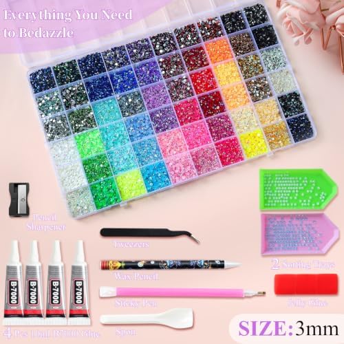 Bedazzling Kit 60000Pcs 60 Colors Jelly Resin Rhinestones