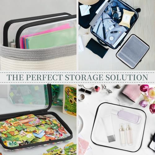 YOPCDJ 3 Pack Clear Hard Shell Zipper Case, Clear Zipper Pouches Waterproof Makeup Organizer & Travel Toiletry Bag, Plastic Pouch for Travel Office Storage, Black Large Size