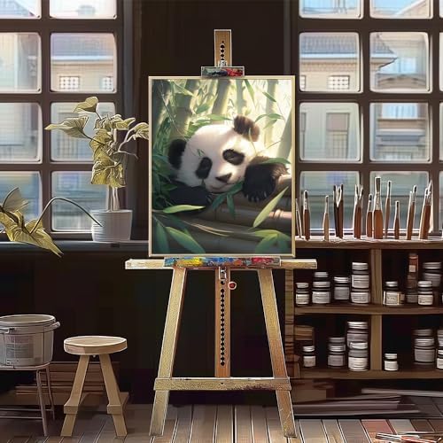 Natuyalo Panda Paint by Numbers Kit for Adults - Animal Paint by Number on Canvas Without Frame, DIY Acrylic Painting for Ideal Gift Home Wall Decor (16x20 Inch)