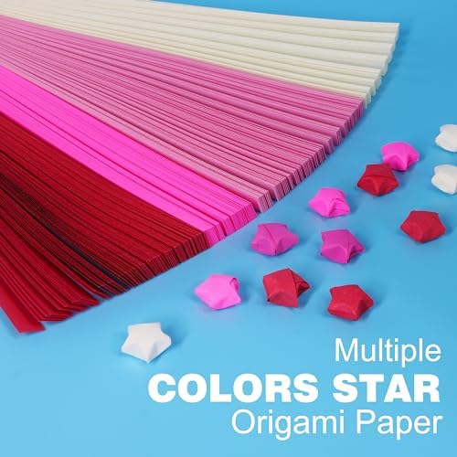 FoDau770 Solid Color Star Paper Strips - 1080 Sheet, Red Series
