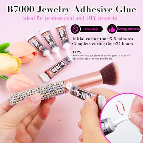 Canvalite Rhinestones 2784PCS in 6 Sizes Flat Back Gems, Crystal AB Art Gems with 5Pcs Jewelry Glue, Pick Up Tweezers and Picker Dotting Pen for Nails, Makeup, Stocking Stuffers Gifts for Women