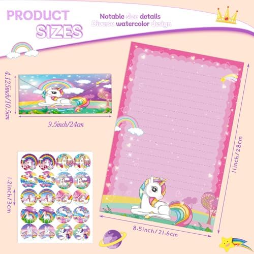 TaoBary 160 Pcs Unicorn Stationary Letter and Envelopes Set