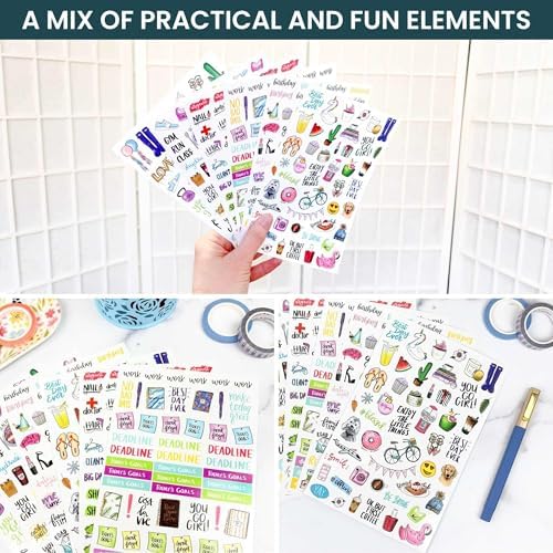 bloom daily planners Vintage Classic Planner Stickers - Hand-Drawn Essential Variety Pack for Everyday Planning & Decorating - 6 Sheets / 360 Stickers