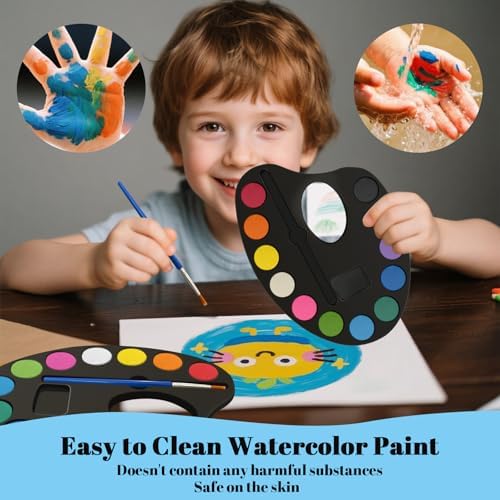 OSIMIG 24 Pack Watercolor Paint Set Bulk, with 12 Vibrant Colors and 24 Brushes, Washable Water Color Paint Sets for Kids and Adults, Valentines Day Gifts for Kid, Valentines Party Favors, School Classroom Supplies