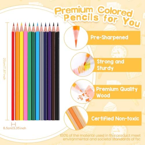 240 Packs Colored Pencils Bulk Classroom, Colored Pencils for Kids 12 Color | Coloring Pencil Set Plus 24 Sharpeners, Pre-sharpened Color Pencils, Back to School Supplies Bulk for Teachers