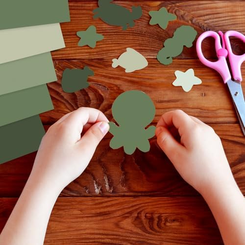 Whaline 50 Sheets 8.5 x 11 Inch Assorted Sage Green Card Stock Paper 5 Gradient Colors Solid Core Scrapbook Paper for Print DIY Crafts Making Supplies, 65lb