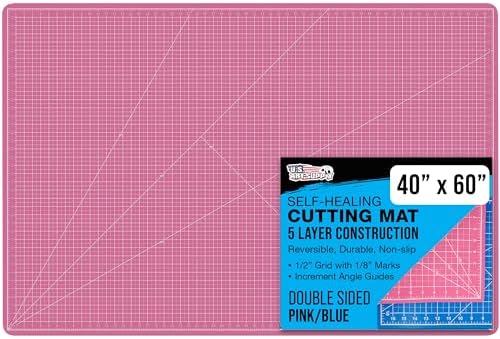 U.S. Art Supply 40"x60" Self-Healing Cutting Mat 5-Ply Pink/Blue