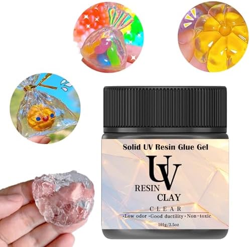 UV Clay Clear Polymer Resin for 3D Crafts, DIY Jewelry Making, Silicone Molds, UV Curing, Crystal Clear Casting, Miniature Art, and Handmade Resin Projects (3.5oz)