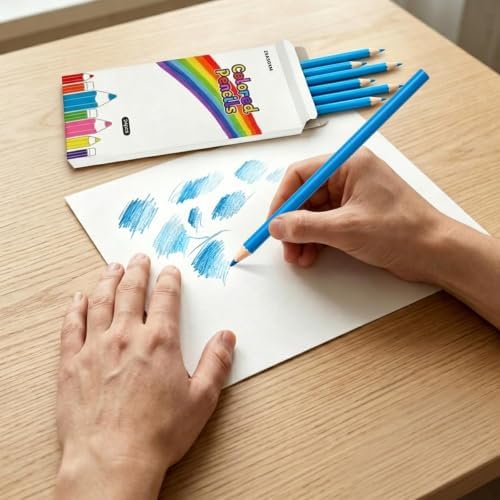 24 PCS Blue Colored Pencils, Pre-sharpened Professional Wooden Art Pencils Set for Artists Painting | Premium Drawing Sketching Supplies