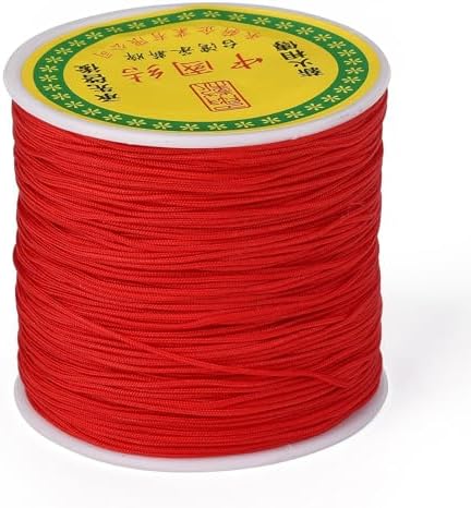 0.8mm Red Nylon Cord for Jewery Making, 100 Yards Kumihimo Bracelet String Red Beading Thread for Braided Ornament Lanyard Chinese Knot Macrame Craft