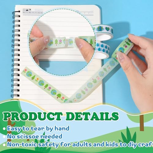 12 Rolls Eco-Friendly Tree Raindrop Rainbow Scrapbook Washi Tape