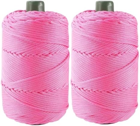 400gram Art Yarn Cord Pink Polyester Yarn Macrame Knitting Crocheting DIY Bags Crochet Basket Summer Hat Craft Cord 3mm Macrame Cord Rope 438yds 1314 Feet