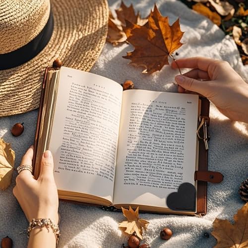 6 Pcs Leather Heart Bookmarks, Page Corner Bookmarks for Women