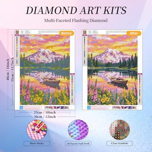 Diamond Art Kits for Adults, Sunset Diamond Painting Kit, 12 x 16 Inch