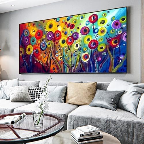 YALKIN Paint by Number for Adult Kits, DIY Abstract Wild Flower Oil Acrylic Painting Kits for Adults Beginners on Canvas for Home Wall Decor Gifts 40x90CM/15.8x35.4in (No Frame)