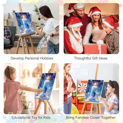 SENQAO Christmas Paint by Numbers for Adults Framed, Christmas Candles Adults' Paint-by-Number Kits, Adult Paint by Number Kits on Canvas, Acrylic Number Painting for Home Decor, 8x12inch
