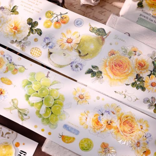 XiaoBaiJia Green Grape Vine,Pre-Cut TW Washi Paper Tape, Washi Stickers,2.36" x5.47 YD for Journal Stickers Journaling Planner Scrapbooking Junk Journal Stickers Craft Supplies