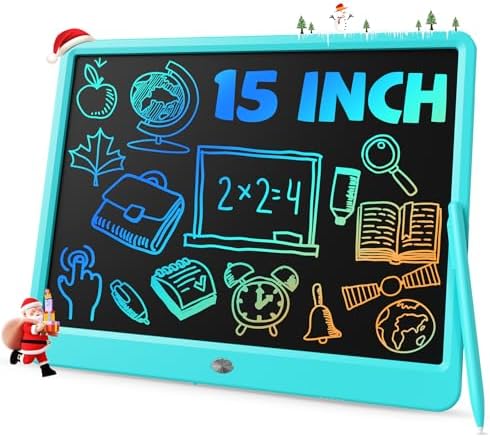 TEKFUN 15" LCD Writing Tablet for Kids, Large Drawing Pad for Boys & Girls, Screen-Free Way to Keep Kids Busy, Reusable Doodle Board for Learning & Travel, Great Christmas Gift Idea(15in Blue)