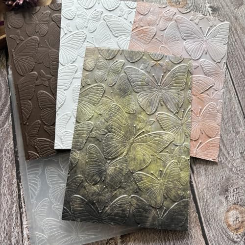 Vintage Butterfly Pattern 3D Embossing Folder, Insect Wing Textured Plastic Stencil for DIY Scrapbooking Card Making Paper Crafts
