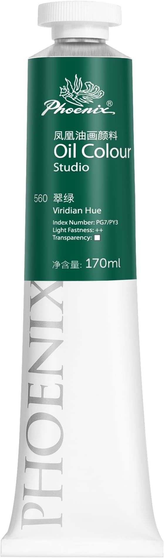 PHOENIX Viridian Hue Oil Paint - Studio Oil Paint Single Large Tube - 170ml / 5.75 Fl oz. Viridian Hue 560
