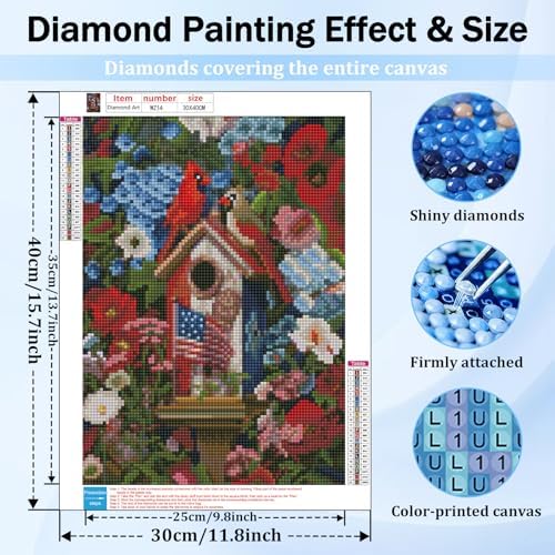 XTCIXAL Diamond Art Kits for Adults, Cardinal Diamond Painting, 12x16 Inch