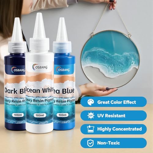Sea Blue Epoxy Resin Pigment 100ml/3.4 fl.oz, High Concentration Liquid Colorant for Resin Art, Ideal for Creating Waves, Cells, and Unique Ocean DIY Crafts