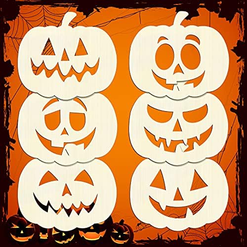 Queekay 6 Pcs Wooden Pumpkin Cutouts Unfinished Halloween Craft Blank