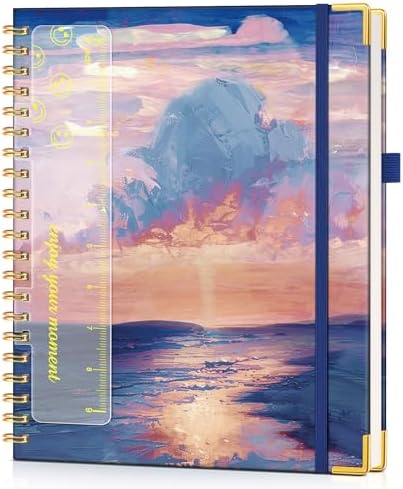 Hardcover Spiral Notebook Journal 8.5” x 11”, A4 Large Cute Notebooks for Women Men, Lined College Ruled Notebook, 100 GSM Paper, Spiral Bound Journals for Work School Note Taking Business, Seaside Sunset