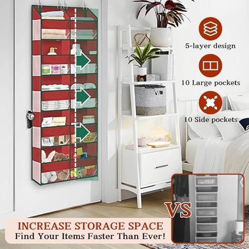 Over The Door Organizer 5 Tiers Extra Large Behind Door Storage of 10