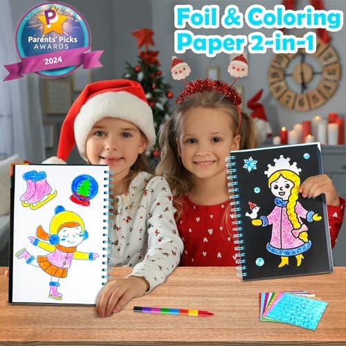 FUNNYB&G Foil Art Craft Kit for Kids, Sparkly Birthday Gift Toy for Girls | No Mess, Kids Ages 4-10 Create Sparkling Artwork, A Creative Gift for Birthdays, Holidays, Travel Activities,Screen-Free Fun