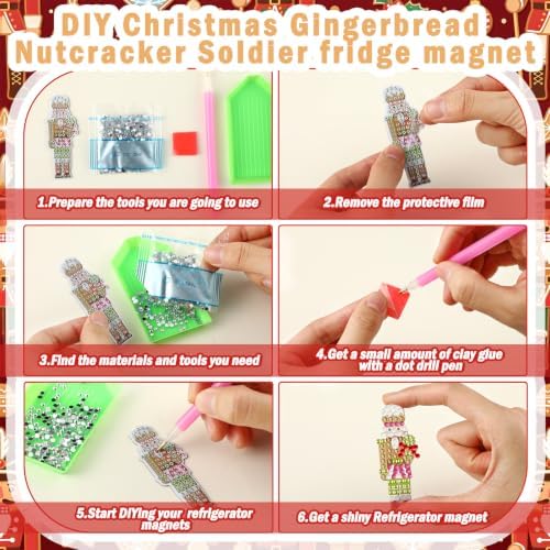 Motipuns 30 Pcs Diamond Magnets,the Nutcracker,Khaki