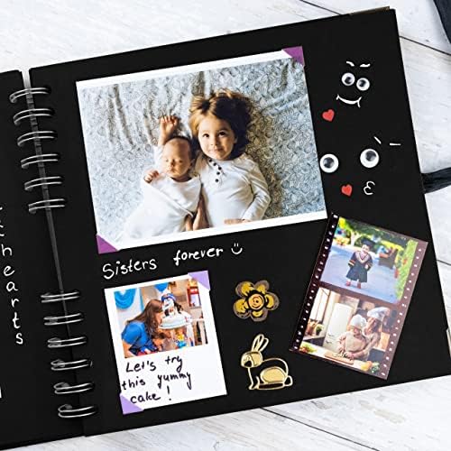 Scrapbook Album, 60 Pages, 8 x 8 Inch, Black Photo Album, Scrap Book | Hardcover with Thick 250 GSM Kraft Paper, Ideal for Your Scrapbooking Albums, Art & Craft Projects (Black, 8 x 8 Inch)