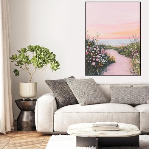 Diamond Art Kits for Adults,Pink Beach Diamond Art Painting Kits for Adults