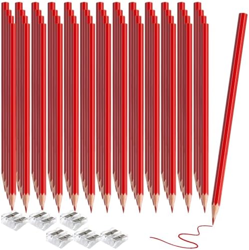 120 PCS Red Colored Pencils Bulk, Pre-sharpened Professional Wooden Art Pencils Set for Artists Painting | Premium Drawing Sketching Supplies (Red)