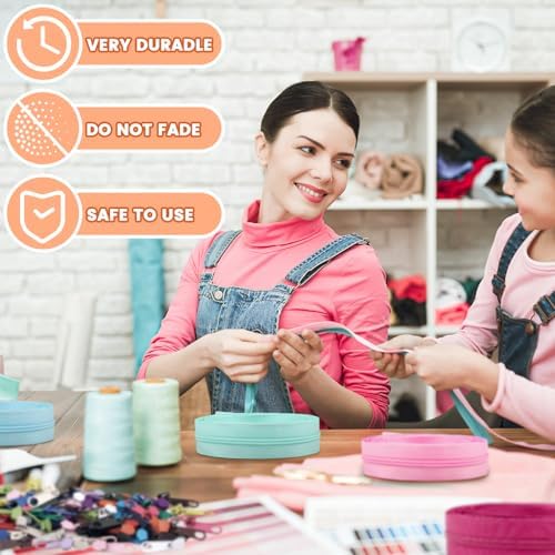 DOITEM 22.2 Yards/ 20 m 10 Pieces Assorted Colors #5 Nylon Coil Zippers, Sewing Zippers Endless Zips with 40 Pieces Zipper Sliders Zip Heads for Sewing Tailor Craft Supplies