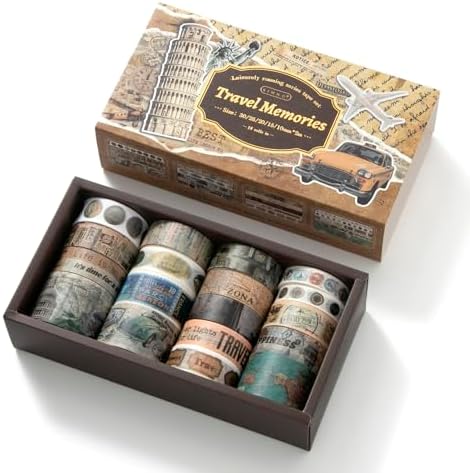 18 Rolls Travel Washi Tape Set journaling Tape for Crafts and Journaling DIY Scrapbook Tape for journaling Scrapbooking Supplies washi Tape for Scrapbooking