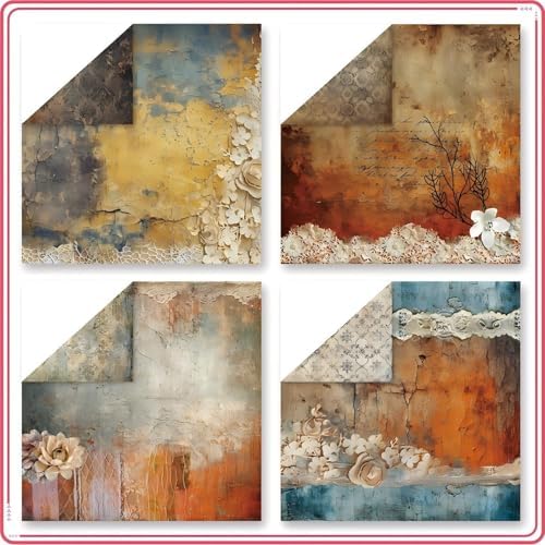 Vintage Scrapbook Paper 12 ×12 - 24Sheets Double-Sided Pattern Decorative Paper | Scrapbook Supplies & Card Making Supplies for DIY Crafts Art Journaling Photo Album Decor (Brown)