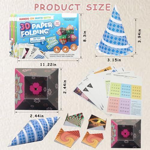 Foraineleyo Hands-On Math 3D Paper Folding Kit for Kids – STEM Origami Toy Models Set, Educational Geometry Learning Craft, DIY Paper Folding Activity for Boys Girls Ages 6-12