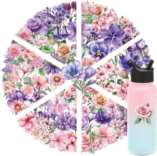 100 Pieces Natural Flower Stickers for Scrapbooking, Self-Adhesive Scrapbooking Stickers Supplies Journal Stuffers for Adult Card Making Letters DIY (Flower-100)