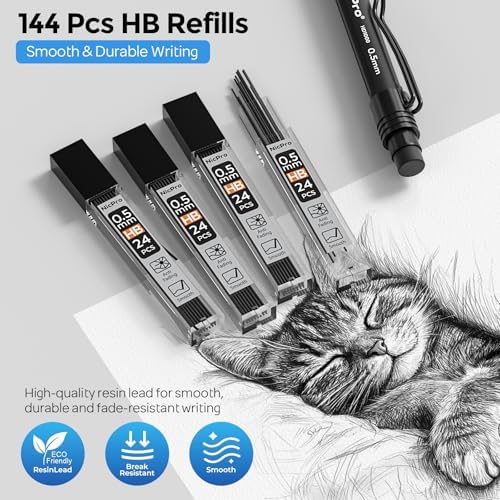 Nicpro 0.5 mm Mechanical Pencil Set with Case, 3PCS Mechanical Pencils 0.5