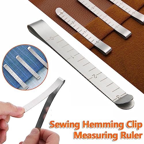 Set of 20 Sewing Clips, Stainless Steel Hemming Clips 3 Inches Measurement Ruler Quilting Supplies, Hem Marker, Sewing Supplies and Accessories