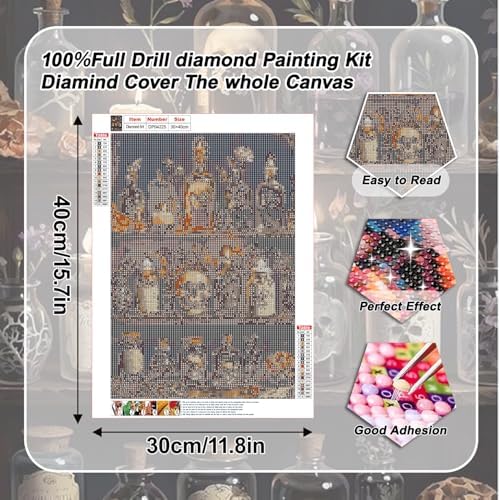 VeGuude Halloween Diamond Art Kits for Adults Home Wall Decor Gift 12x16 in