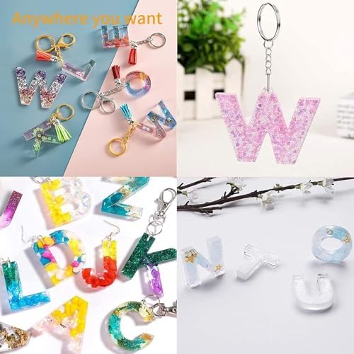 Silicone Alphabet Letter Molds, Resin Epoxy Casting Mold with Numbers, DIY Craft Jewelry Making Pendant Charm Molds for Keychain Necklace (1 Pack)