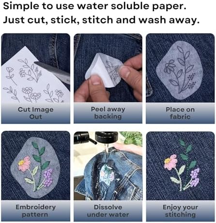 Stick and Stitch Embroidery Patterns, Holiday/Snowflake Designs, Water Soluble Embroidery Stabilizer Transfer Paper, Beginner Hand Embroidery Kit for Gifts (Holiday 1 Page)