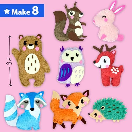 KRAFUN Woodland Animal Sewing Kit for Kids Ages 6+ | 8 Dolls