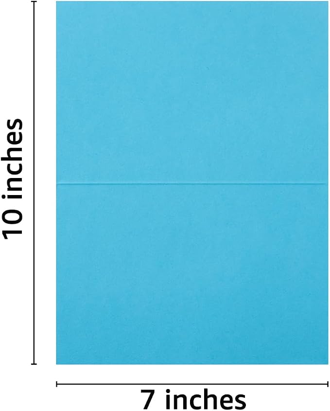 50 Pack Blank Folded Cardstock Cards, Multicolor, 5x7